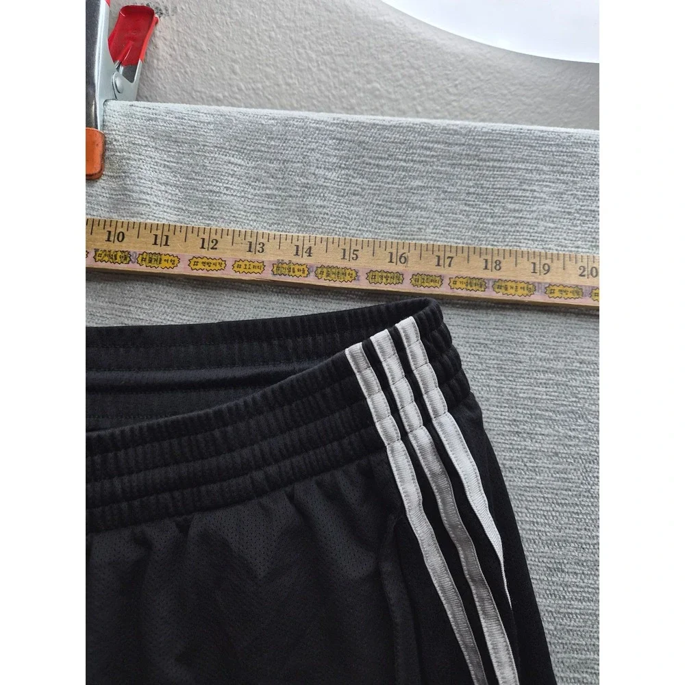 Adidas Athletic Mesh Shorts Mens 2XL Black White 3 Stripes Drawstring Running